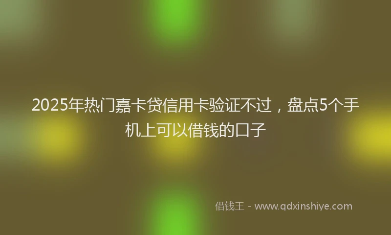 2025年热门嘉卡贷信用卡验证不过，盘点5个手机上可以借钱的口子