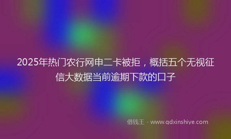 2025年热门农行网申二卡被拒，概括五个无视征信大数据当前逾期下款的口子