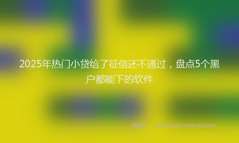 2025年热门小贷给了征信还不通过，盘点5个黑户都能下的软件