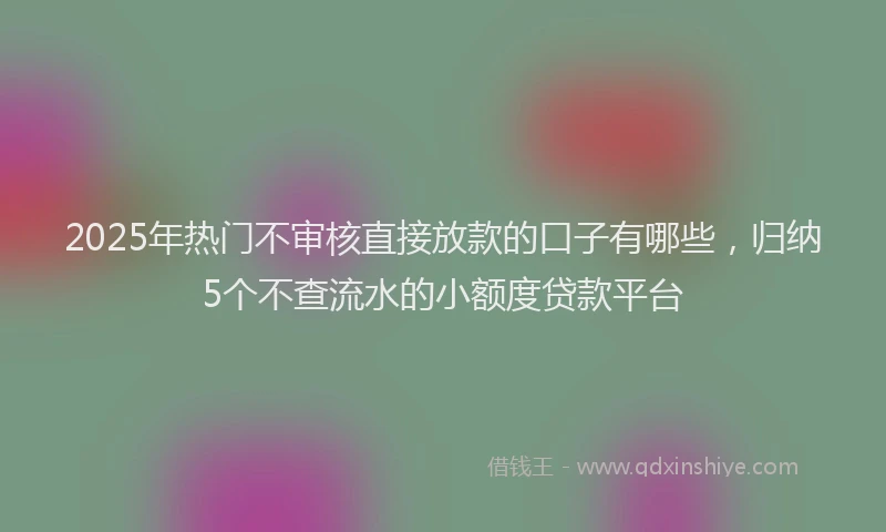 2025年热门不审核直接放款的口子有哪些，归纳5个不查流水的小额度贷款平台