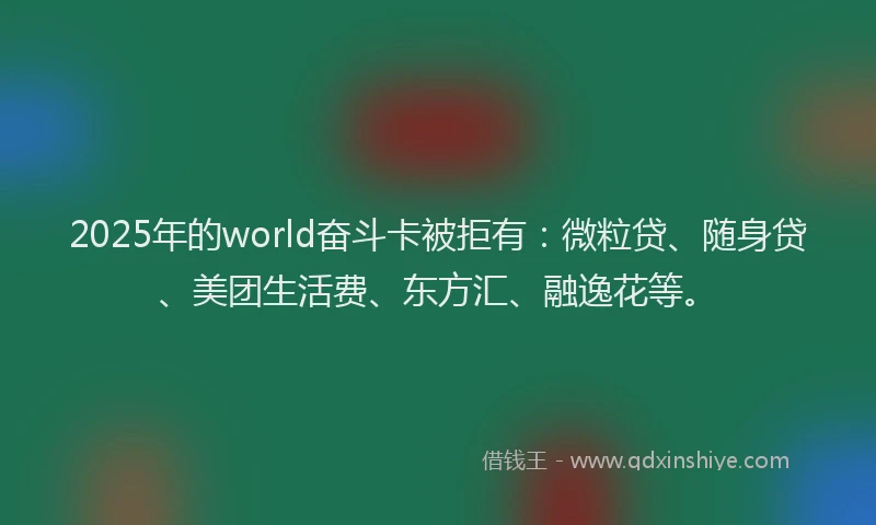 2025年的world奋斗卡被拒有：微粒贷、随身贷、美团生活费、东方汇、融逸花等。