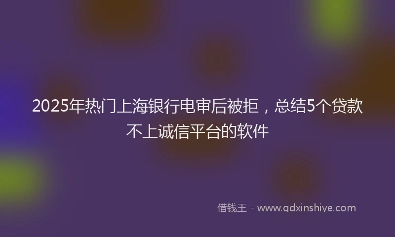 2025年热门上海银行电审后被拒，总结5个贷款不上诚信平台的软件