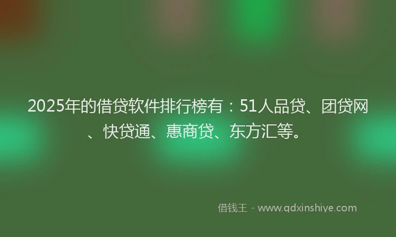 2025年的借贷软件排行榜有：51人品贷、团贷网、快贷通、惠商贷、东方汇等。