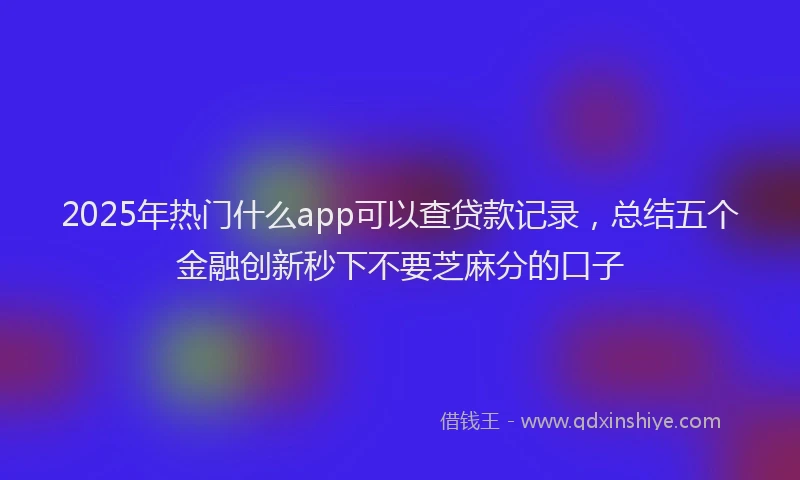 2025年热门什么app可以查贷款记录，总结五个金融创新秒下不要芝麻分的口子