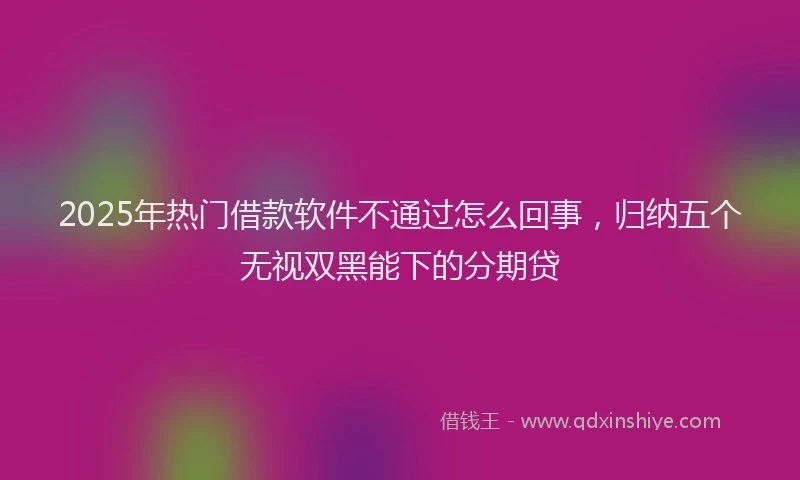 2025年热门借款软件不通过怎么回事，归纳五个无视双黑能下的分期贷