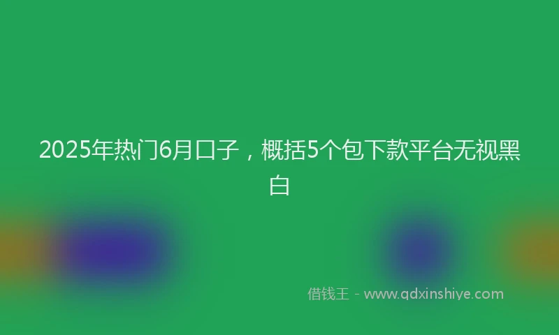 2025年热门6月口子，概括5个包下款平台无视黑白
