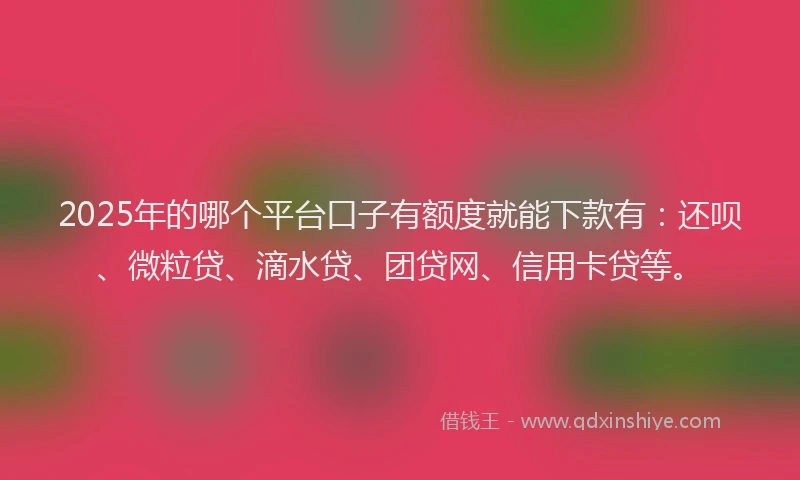 2025年的哪个平台口子有额度就能下款有：还呗、微粒贷、滴水贷、团贷网、信用卡贷等。