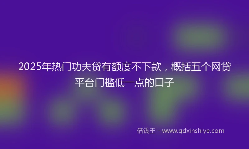 2025年热门功夫贷有额度不下款，概括五个网贷平台门槛低一点的口子