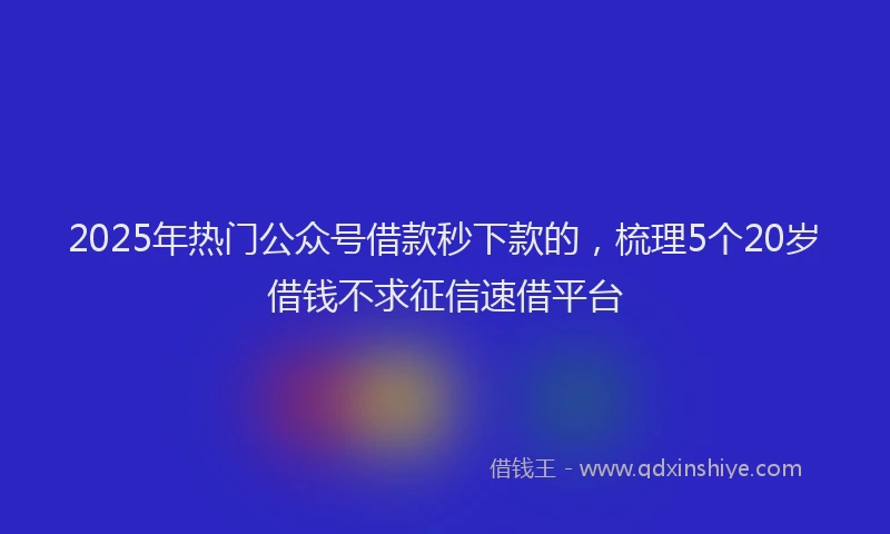 2025年热门公众号借款秒下款的，梳理5个20岁借钱不求征信速借平台