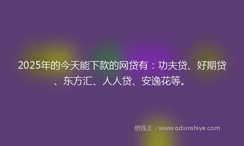 2025年的今天能下款的网贷有：功夫贷、好期贷、东方汇、人人贷、安逸花等。