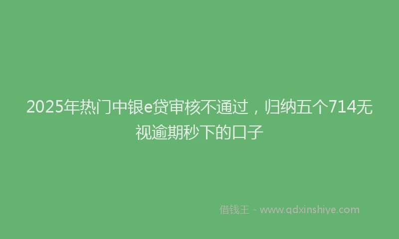 2025年热门中银e贷审核不通过，归纳五个714无视逾期秒下的口子
