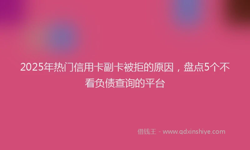 2025年热门信用卡副卡被拒的原因，盘点5个不看负债查询的平台