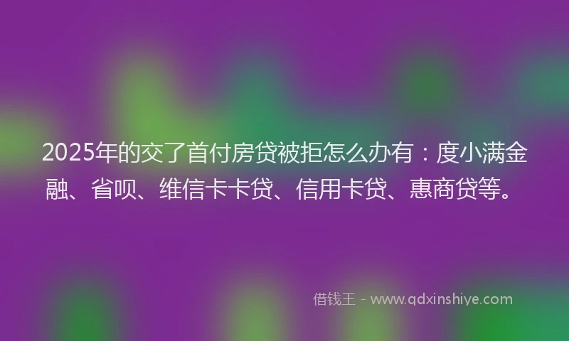 2025年的交了首付房贷被拒怎么办有：度小满金融、省呗、维信卡卡贷、信用卡贷、惠商贷等。