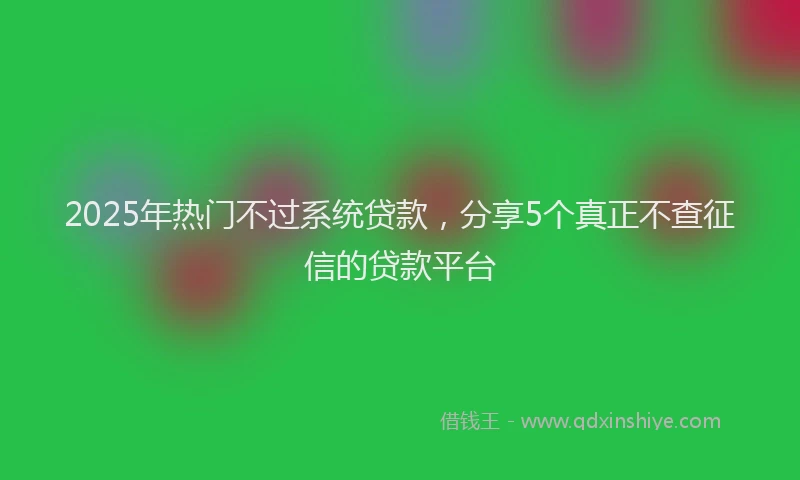 2025年热门不过系统贷款，分享5个真正不查征信的贷款平台