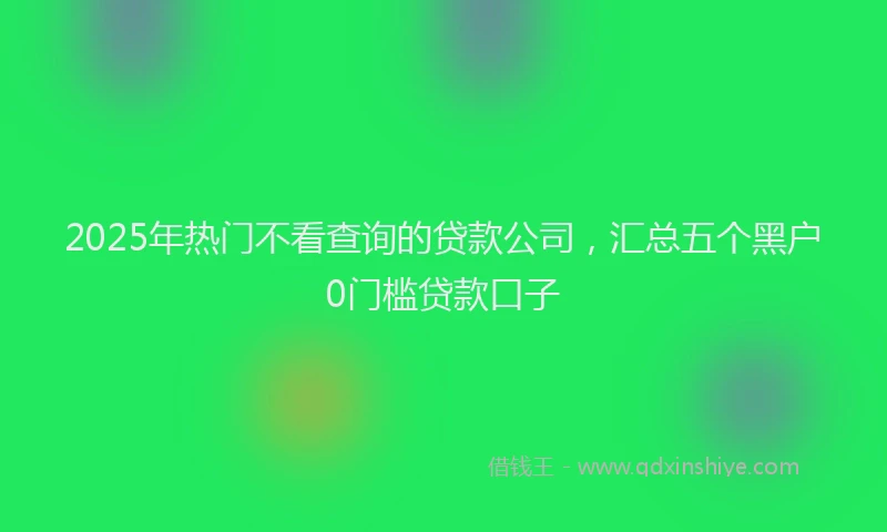 2025年热门不看查询的贷款公司，汇总五个黑户0门槛贷款口子