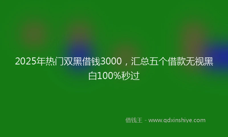 2025年热门双黑借钱3000，汇总五个借款无视黑白100%秒过