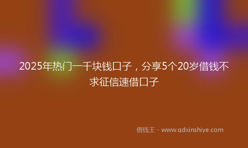 2025年热门一千块钱口子，分享5个20岁借钱不求征信速借口子