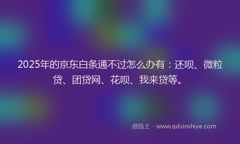 2025年的京东白条通不过怎么办有：还呗、微粒贷、团贷网、花呗、我来贷等。