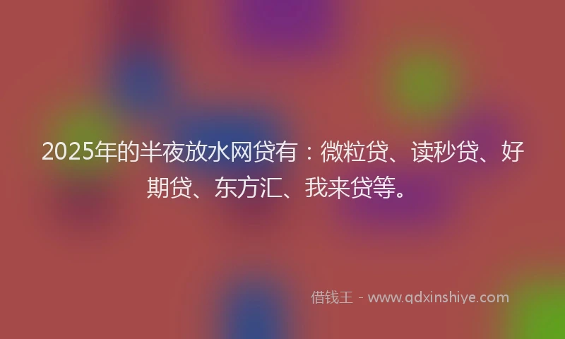 2025年的半夜放水网贷有：微粒贷、读秒贷、好期贷、东方汇、我来贷等。