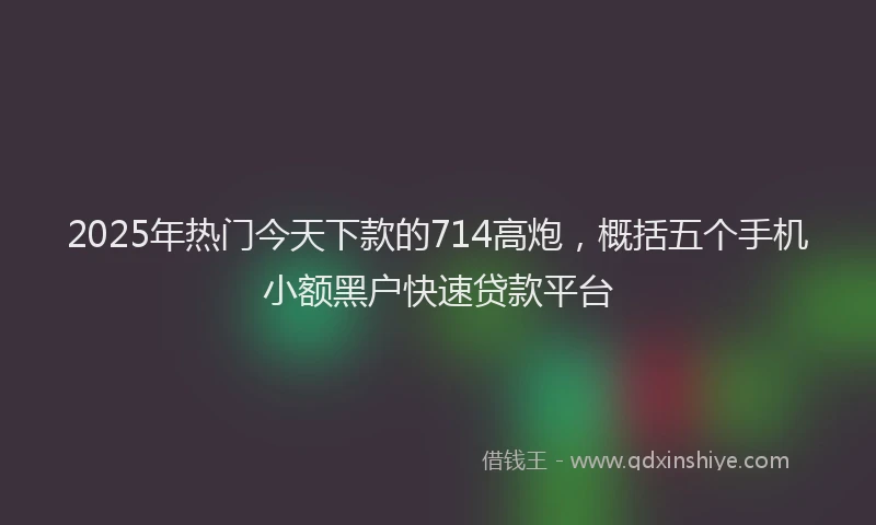 2025年热门今天下款的714高炮，概括五个手机小额黑户快速贷款平台