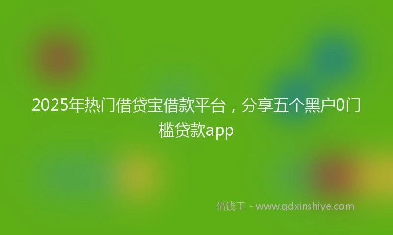 2025年热门借贷宝借款平台，分享五个黑户0门槛贷款app