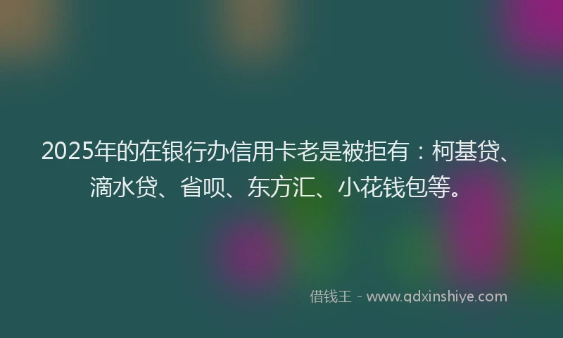 2025年的在银行办信用卡老是被拒有：柯基贷、滴水贷、省呗、东方汇、小花钱包等。