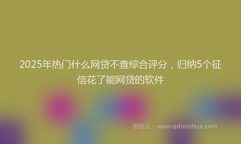 2025年热门什么网贷不查综合评分，归纳5个征信花了能网贷的软件