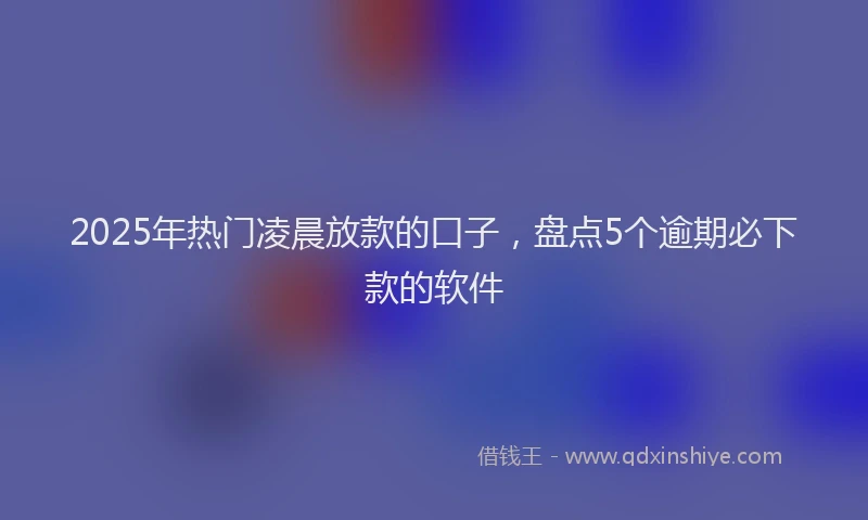 2025年热门凌晨放款的口子，盘点5个逾期必下款的软件