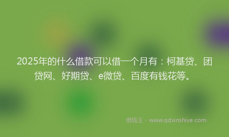 2025年的什么借款可以借一个月有：柯基贷、团贷网、好期贷、e微贷、百度有钱花等。