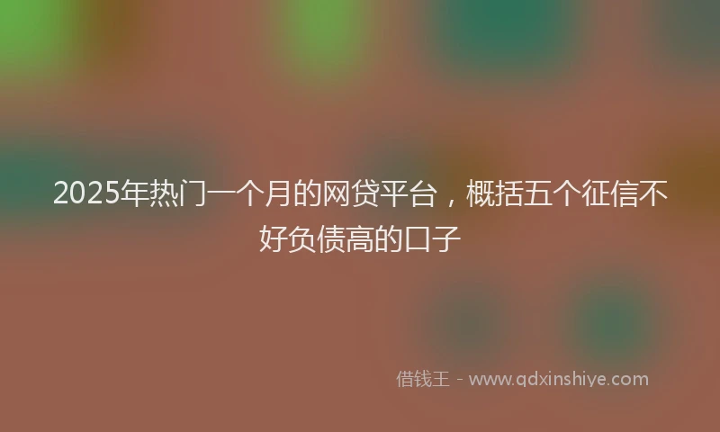 2025年热门一个月的网贷平台，概括五个征信不好负债高的口子