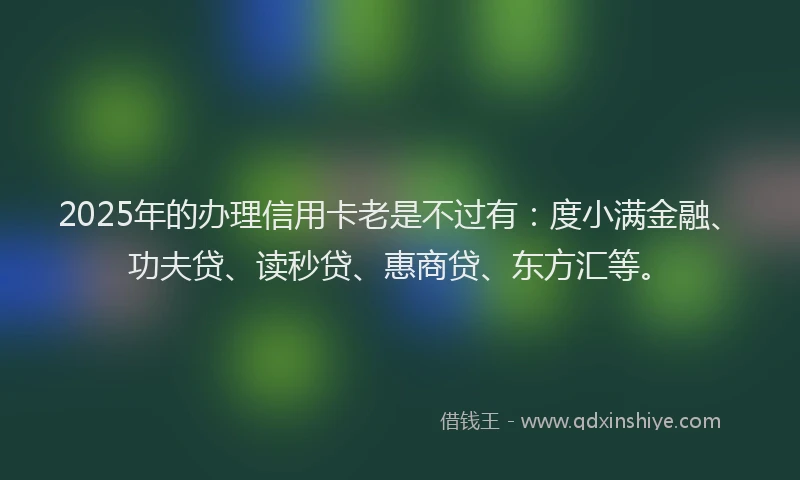 2025年的办理信用卡老是不过有：度小满金融、功夫贷、读秒贷、惠商贷、东方汇等。