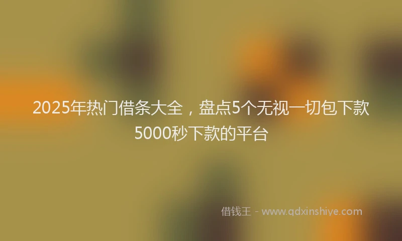 2025年热门借条大全，盘点5个无视一切包下款5000秒下款的平台
