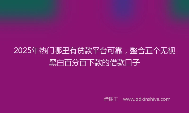 2025年热门哪里有贷款平台可靠，整合五个无视黑白百分百下款的借款口子