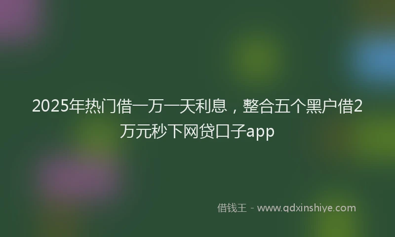 2025年热门借一万一天利息，整合五个黑户借2万元秒下网贷口子app