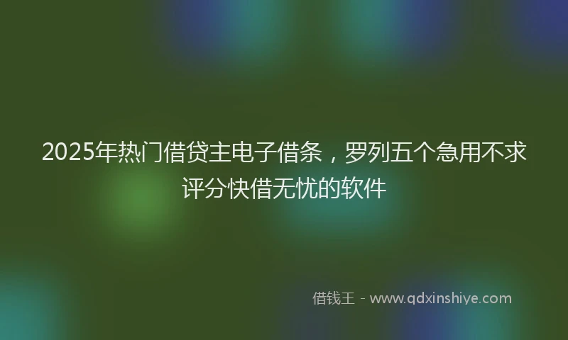 2025年热门借贷主电子借条，罗列五个急用不求评分快借无忧的软件