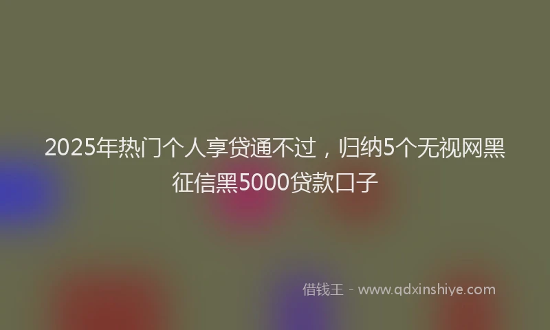 2025年热门个人享贷通不过，归纳5个无视网黑征信黑5000贷款口子