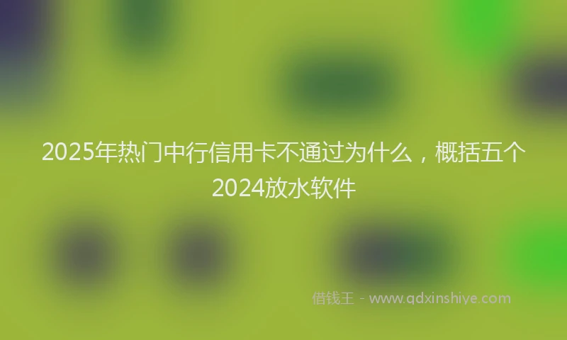 2025年热门中行信用卡不通过为什么，概括五个2024放水软件