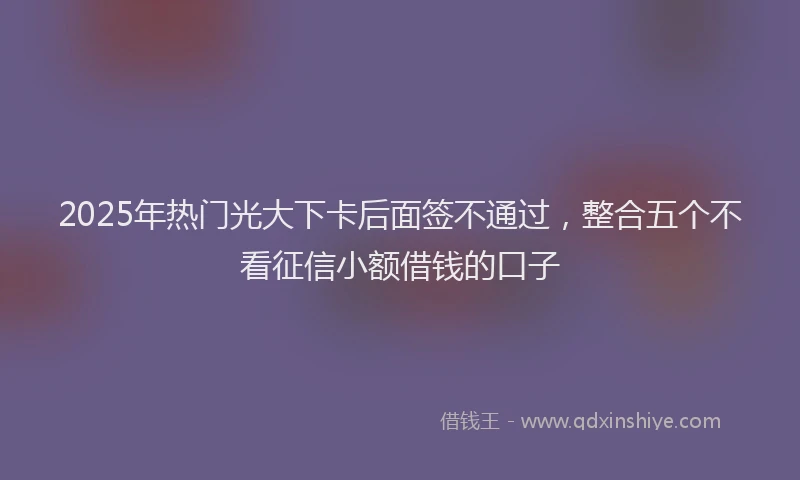 2025年热门光大下卡后面签不通过，整合五个不看征信小额借钱的口子