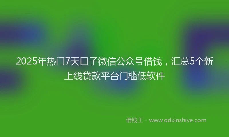 2025年热门7天口子微信公众号借钱，汇总5个新上线贷款平台门槛低软件