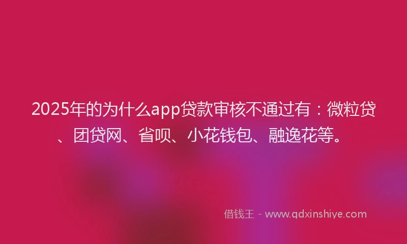 2025年的为什么app贷款审核不通过有：微粒贷、团贷网、省呗、小花钱包、融逸花等。