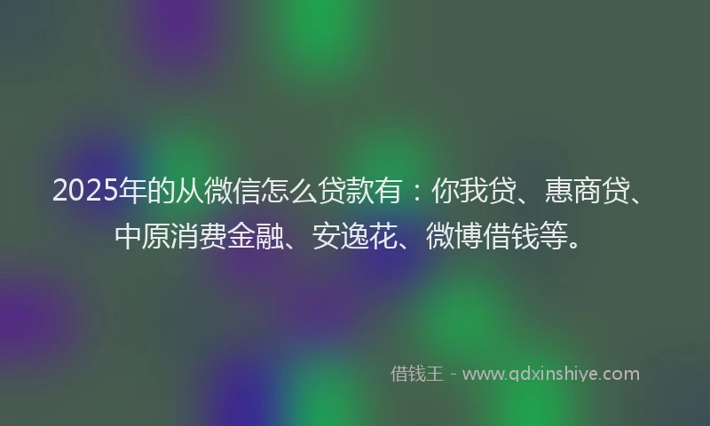 2025年的从微信怎么贷款有：你我贷、惠商贷、中原消费金融、安逸花、微博借钱等。