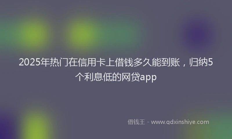 2025年热门在信用卡上借钱多久能到账，归纳5个利息低的网贷app