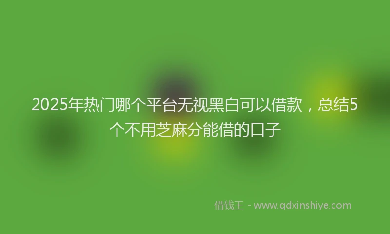2025年热门哪个平台无视黑白可以借款，总结5个不用芝麻分能借的口子