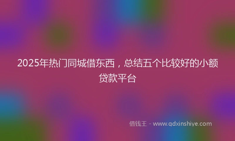 2025年热门同城借东西，总结五个比较好的小额贷款平台