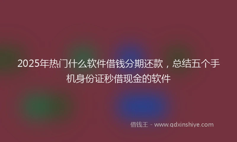 2025年热门什么软件借钱分期还款，总结五个手机身份证秒借现金的软件