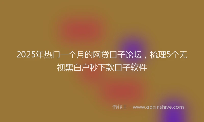 2025年热门一个月的网贷口子论坛，梳理5个无视黑白户秒下款口子软件
