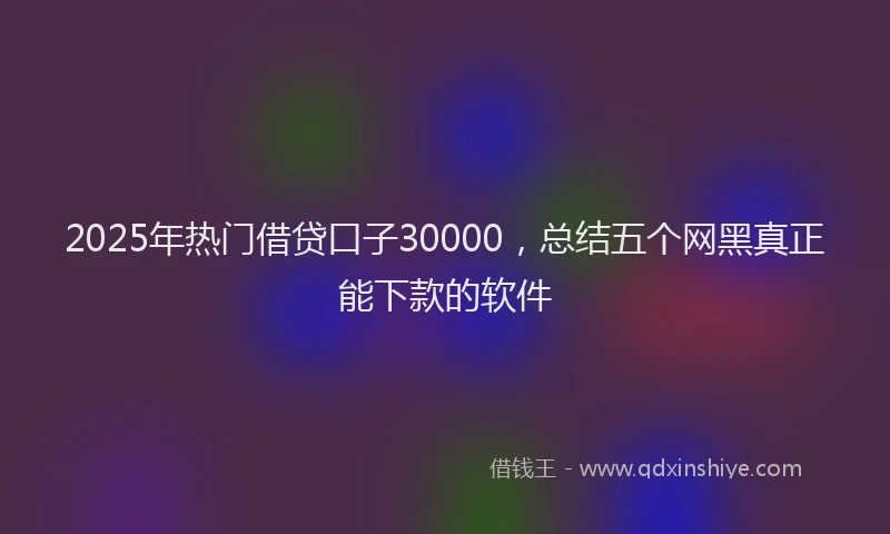 2025年热门借贷口子30000，总结五个网黑真正能下款的软件