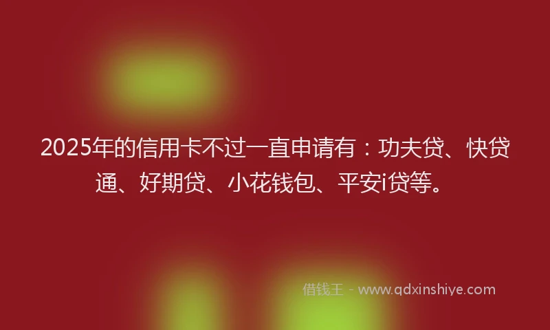 2025年的信用卡不过一直申请有：功夫贷、快贷通、好期贷、小花钱包、平安i贷等。