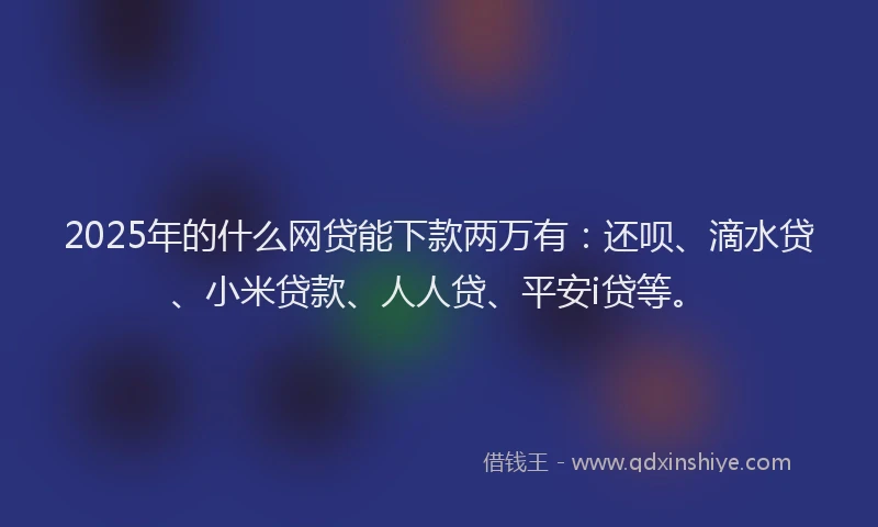 2025年的什么网贷能下款两万有：还呗、滴水贷、小米贷款、人人贷、平安i贷等。