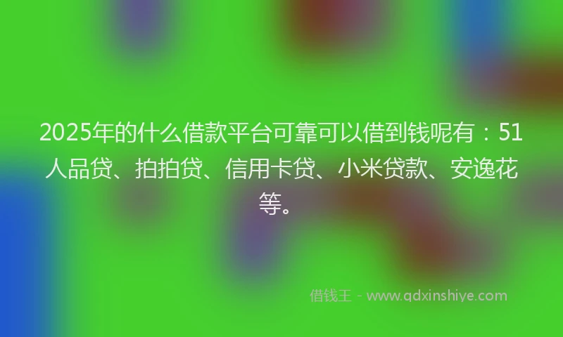 2025年的什么借款平台可靠可以借到钱呢有：51人品贷、拍拍贷、信用卡贷、小米贷款、安逸花等。